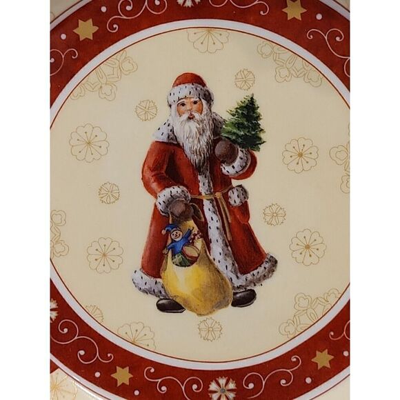 Villeroy & Boch 'Toy’s Fantasy' Santa w His Sack 9¾” x 1½" Scalloped Edge Bowl - Picture 4 of 8